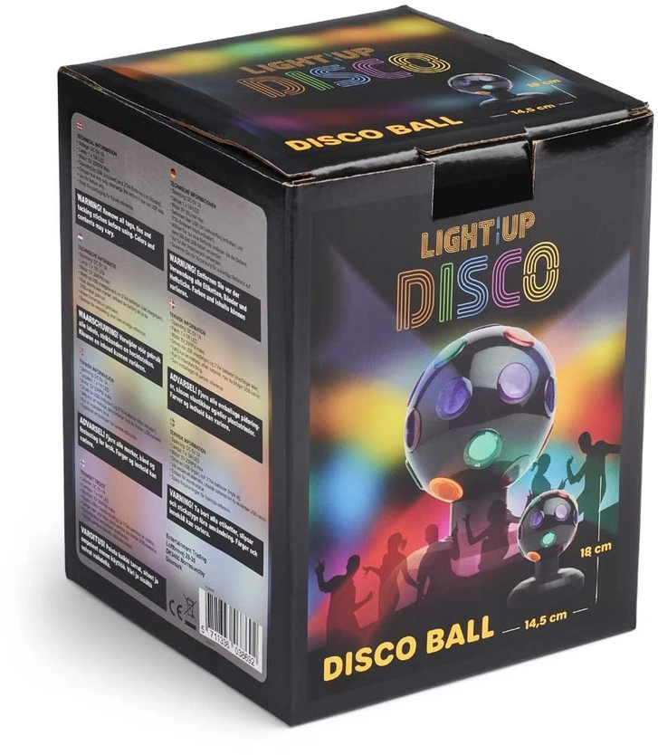 Light Up ŠVIESIAMAS - Disko kamuolys, juodas, 13 cm (MCDC007)