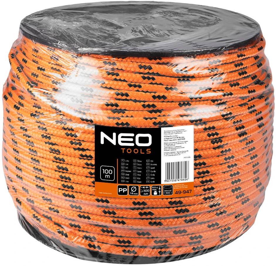Neo Tools Linka Pinta polipropileno virvė, 14 mm skersmens, 100 m