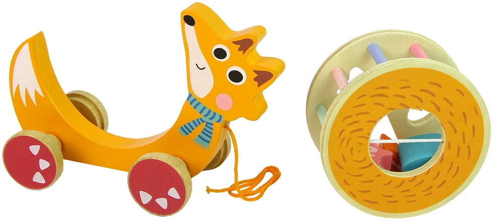 Medinis žaislas vaikams Lean Toys Vėžlys ant ratų