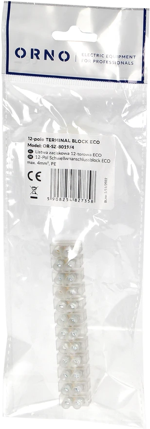 Orno Listwa 12 takelių ECO gnybtų juosta, maks. 4 mm2, PE
