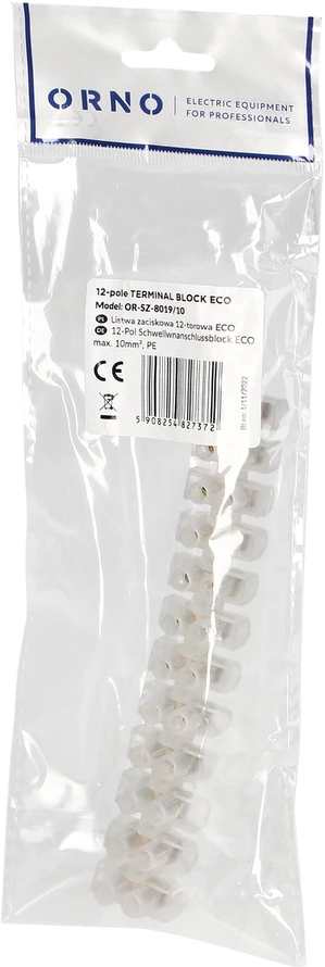 Orno Listwa 12 takelių ECO gnybtų juosta, maks. 10 mm², PE