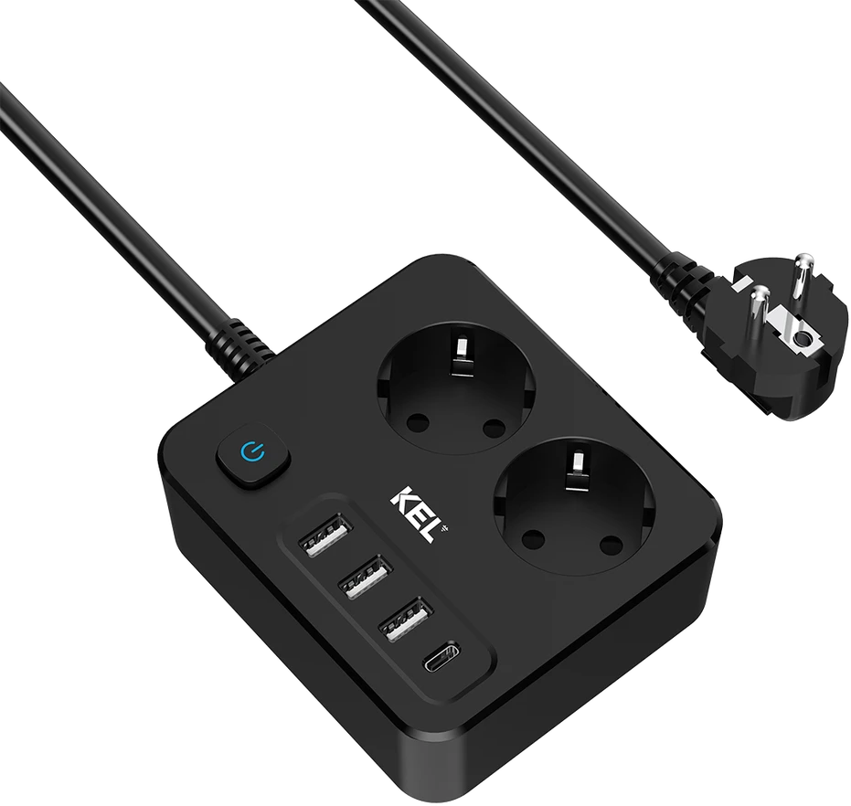 Plastrol Listwa, 2 gniazda 2p+su oraz gniazdami usb a, usb c, 2m, schuko; kel