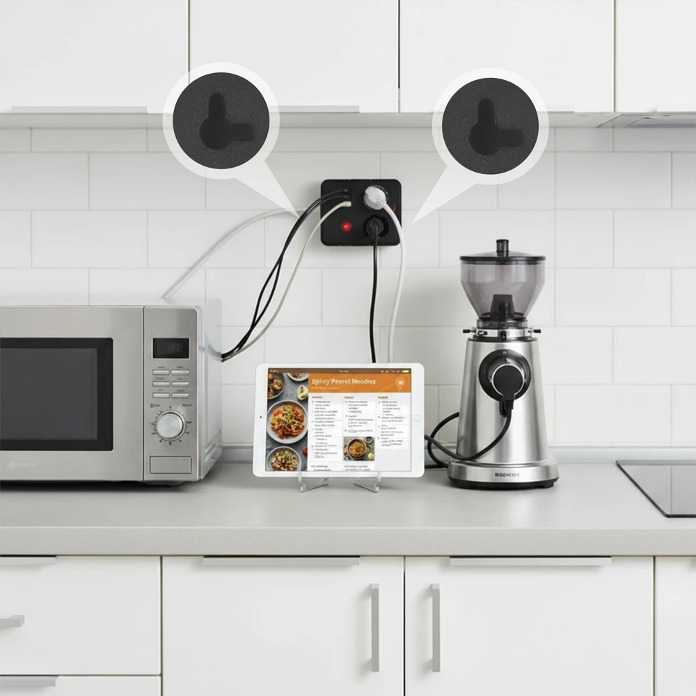 „Maclean“ maitinimo lizdas, ilgintuvas, 2 lizdai + 3xUSB, 110-240V AC 50/60Hz, 2.1A max 2500W, 1.5m, juodas, MCE387 B