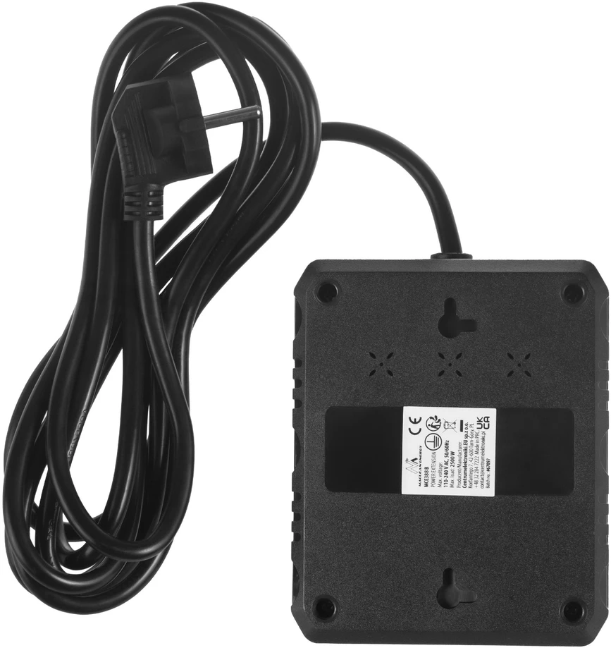 „Maclean“ maitinimo lizdas, ilgintuvas, 2 lizdai + 3xUSB, 110-240V AC 50/60Hz, 2.1A max 2500W, 3 m, juodas, MCE388 B