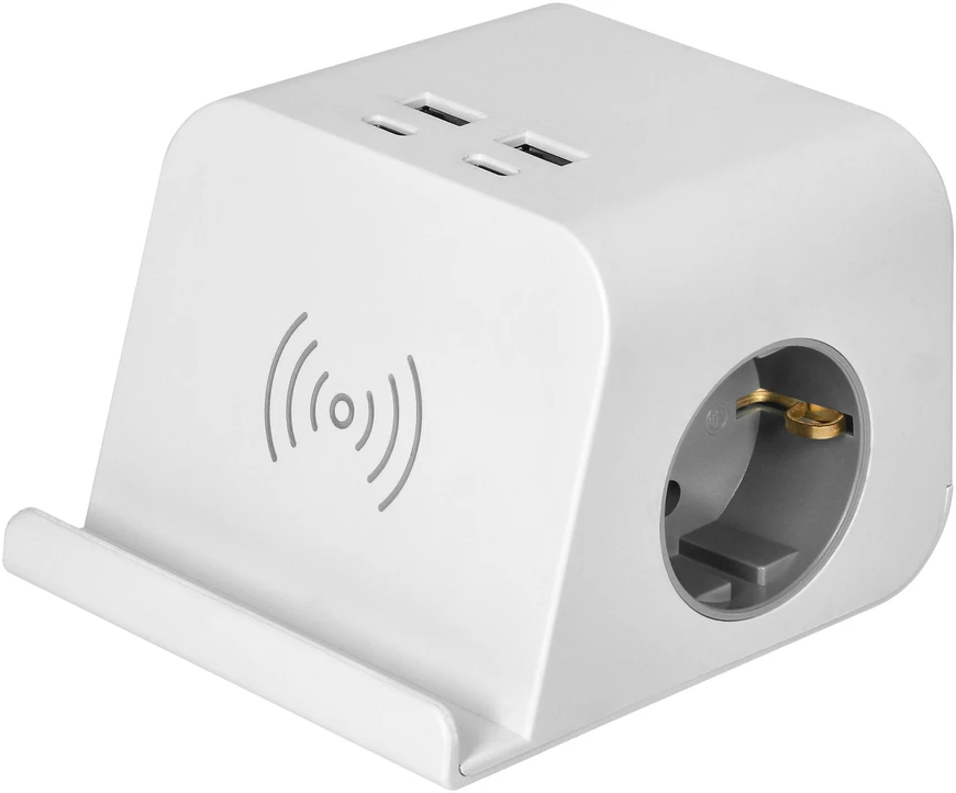 Orno Listwa Stalinis maitinimo lizdas su USB įkrovikliu, varžtiniu tvirtinimo spaustuku ir 1,4 m laidu, 2x2P+Z (Schuko), 4xUSB, baltas