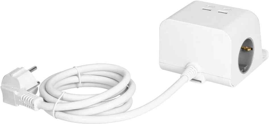 Orno Listwa Stalinis maitinimo lizdas su USB įkrovikliu, varžtiniu tvirtinimo spaustuku ir 1,4 m laidu, 2x2P+Z (Schuko), 4xUSB, baltas