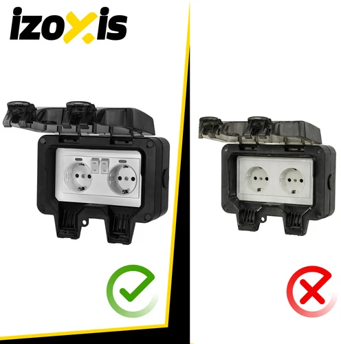 Double external socket 17x11x10cm Izoxis