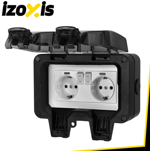 Double external socket 17x11x10cm Izoxis