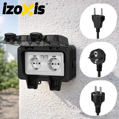 Double external socket 17x11x10cm Izoxis