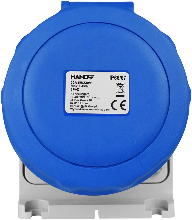 Plastrol Vandeniui atsparus combo lizdas į sieną 32A; IP67; Hand Pro