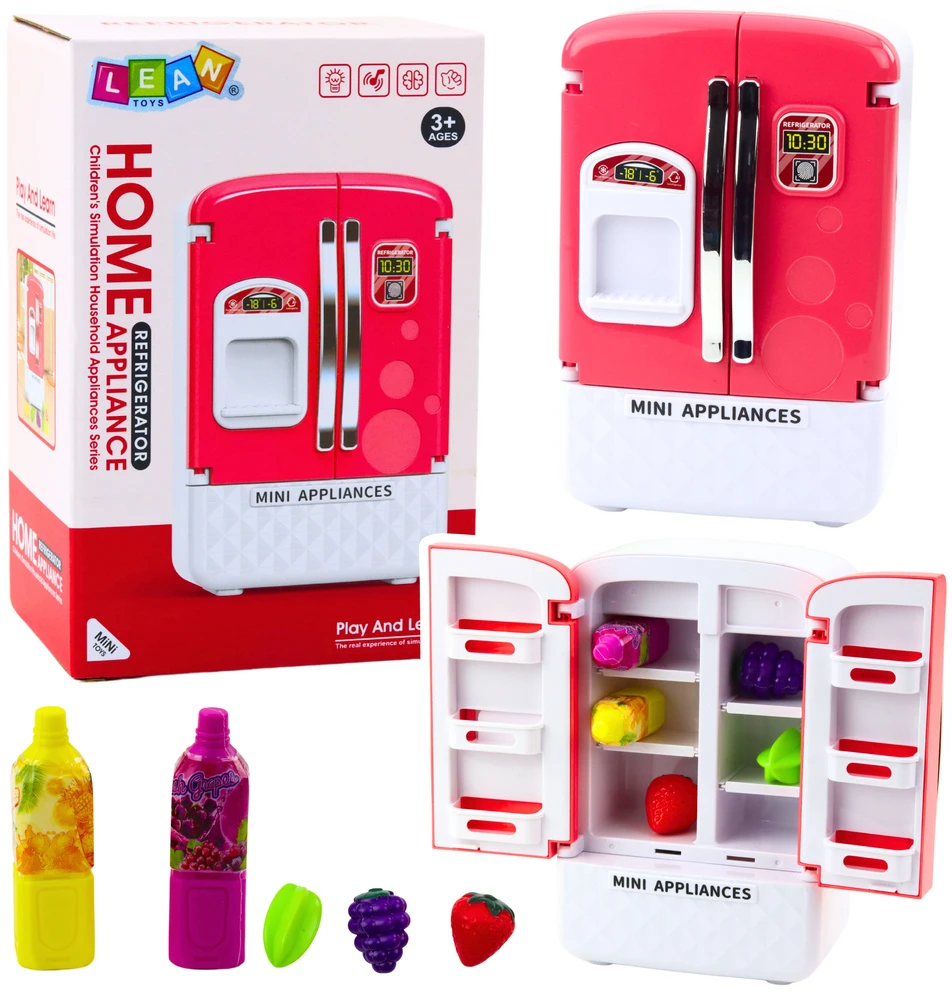 Lean Toys Žaislinis šaldytuvas su vaisiais ir sultimis