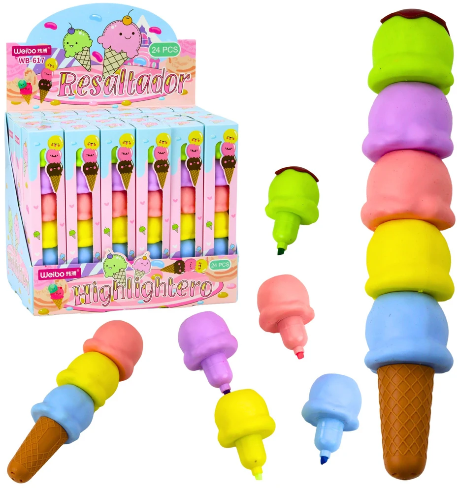 Lean Žymeklių rinkinys ledų formos, 5 pastelinių spalvų, 18 cm