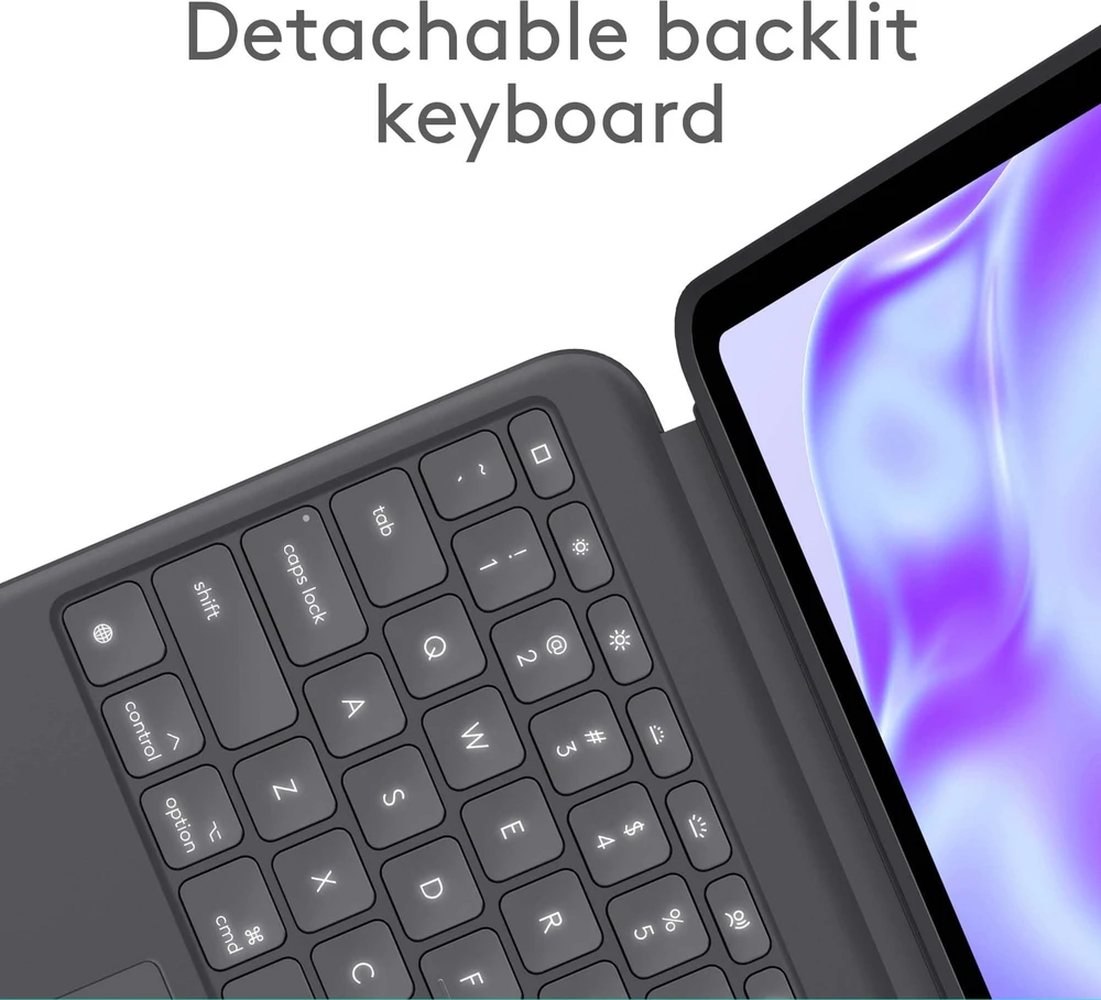 Klaviatūra „Logitech“ – „Combo Touch“, skirtas „iPad Pro 13“ (M4) – grafito spalvos – plokščias – Šiaurės šalių