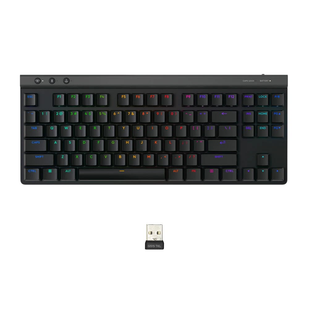 Belaidė klaviatūra Logitech G515 LIGHTSPEED TKL, Juodos spalvos, Išdėstymas: Šiaurės šalių