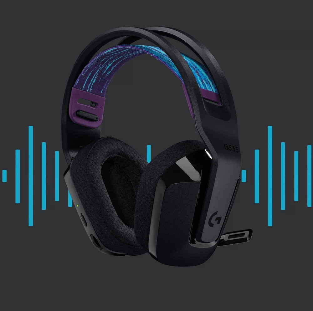 Logitech G535 Lightspeed belaidės ausinės žaidimams, Juodos spalvos