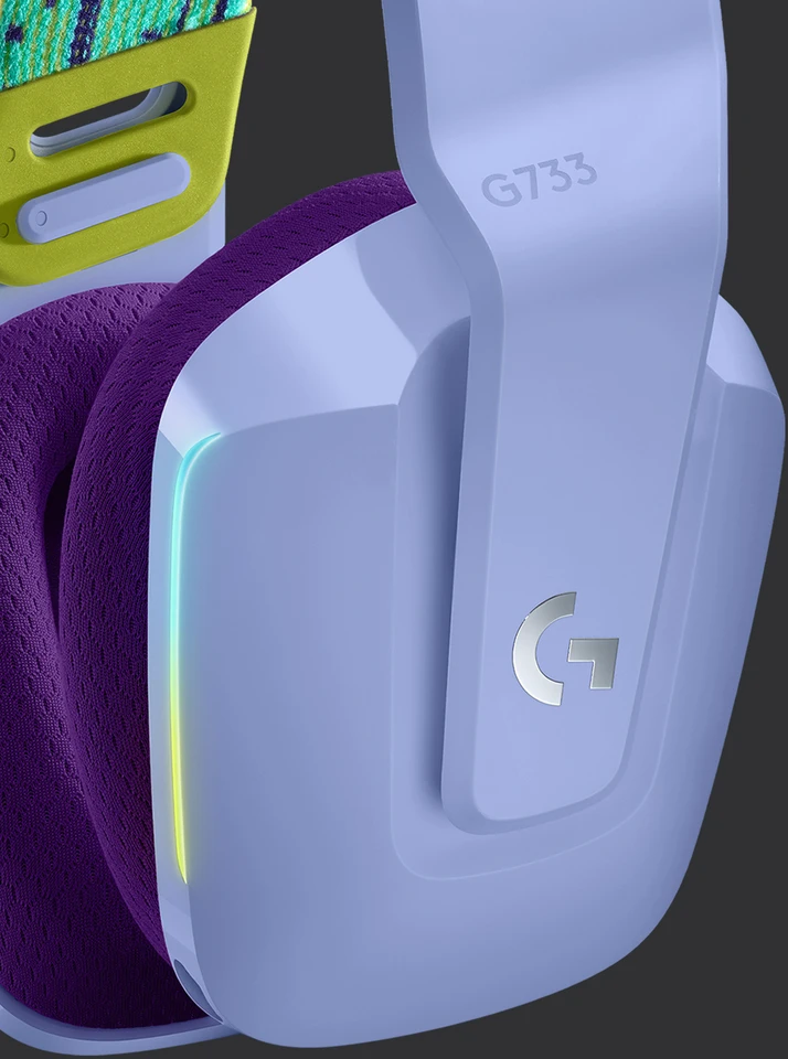 Belaidės ausinės Logitech G733, LIGHTSPEED, Violetinės spalvos