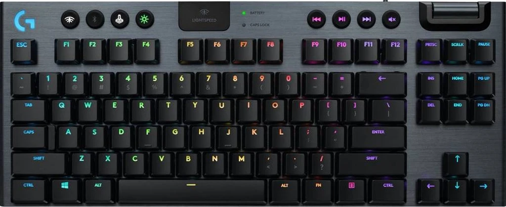 Belaidė Mechaninė žaidimų klaviatūra Logitech G915 TKL, RGB, Lightspeed, Stilius: Tactile, Išdėstymas: Šiaurės šalių