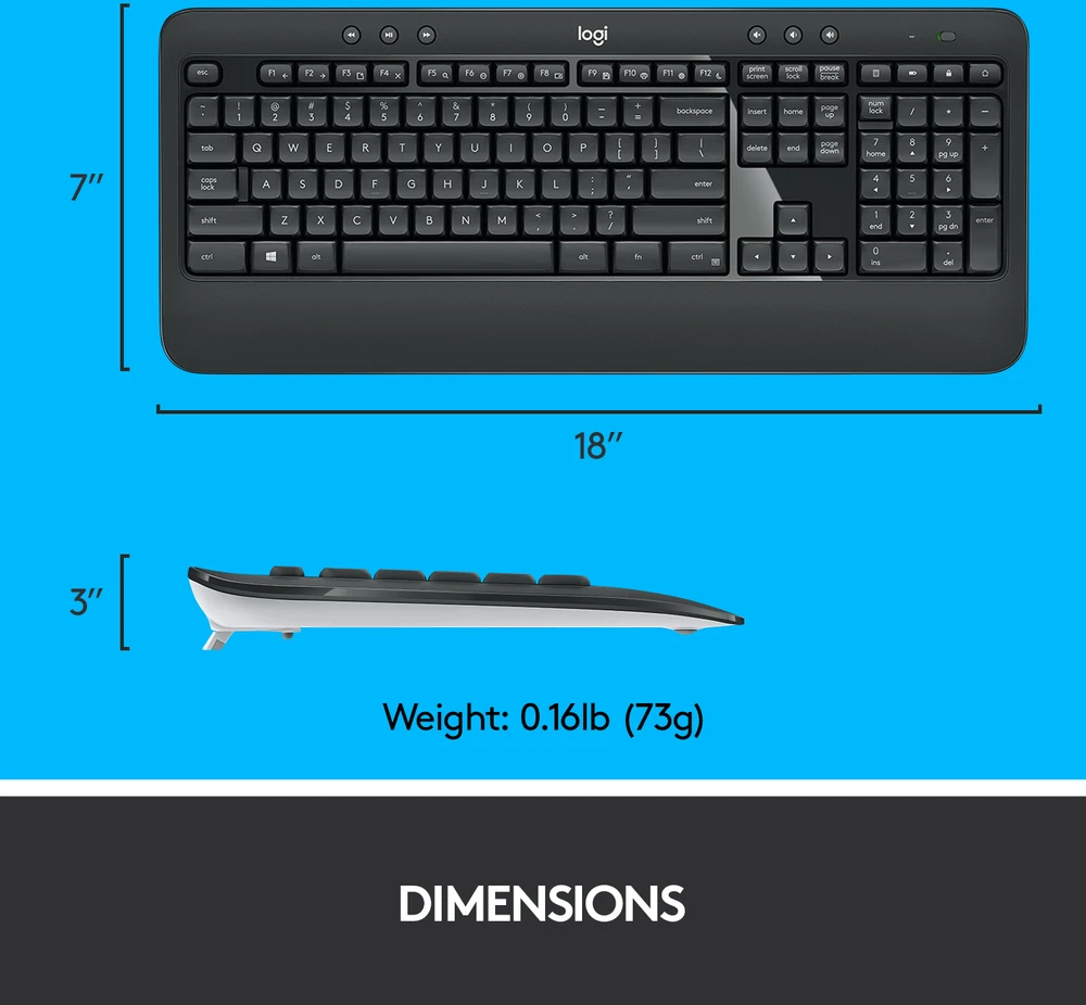 Belaidis pelės ir klaviatūros rinkinys Logitech MK540 Advanced, išdėstymas: Nordic (Qwerty)