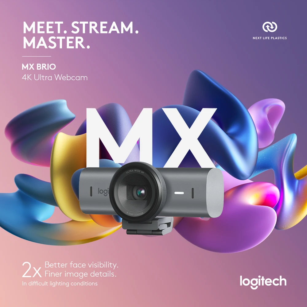 Logitech MX Brio 4K Ultra HD internetinė kamera, spalva: grafito (960-001559)