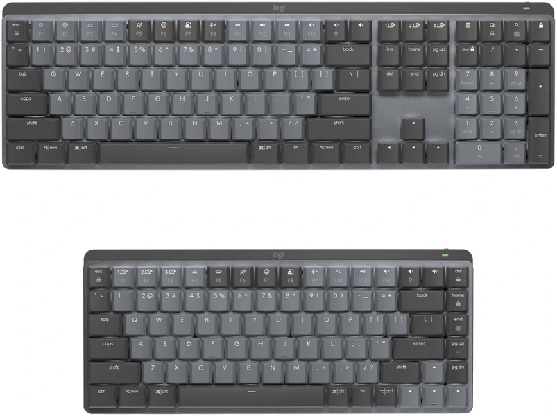 „Logitech MX Compact“ mechaninė belaidė klaviatūra su apšvietimu – Šiaurės šalių klaviatūra su „Clicky Switch“.