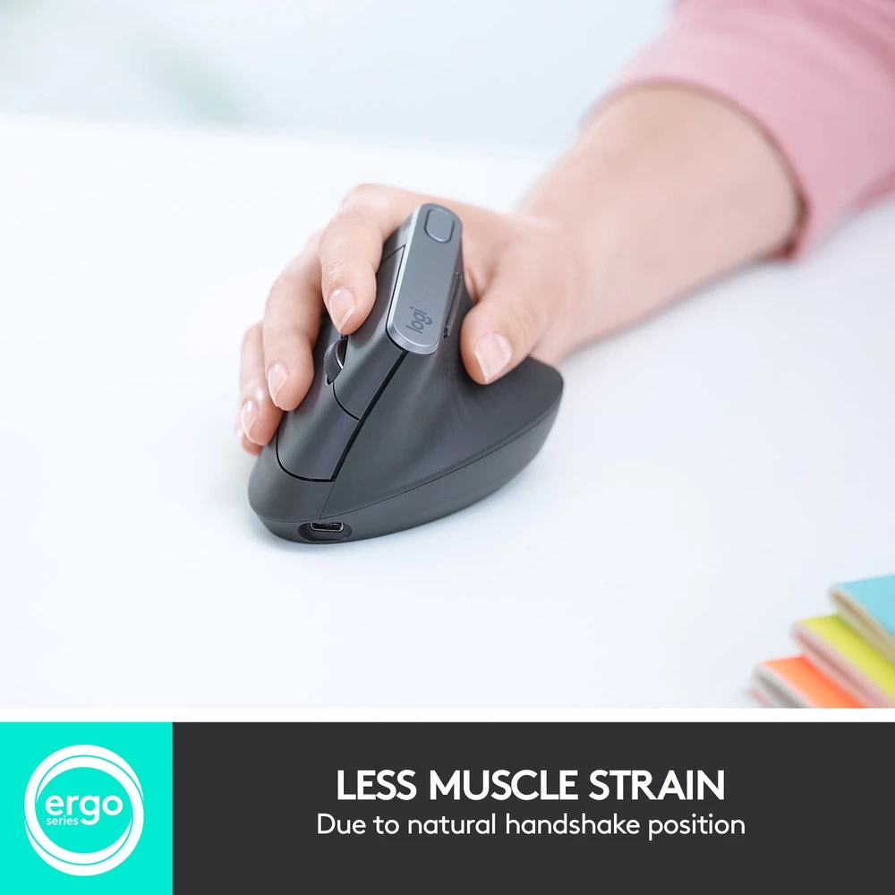 Belaidė pelė Logitech MX Vertical, pilka