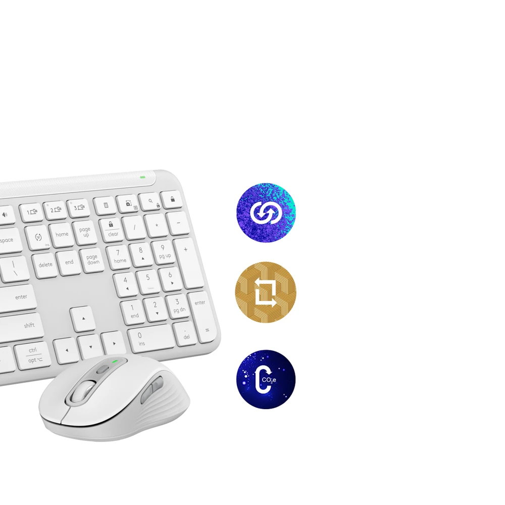 „Logitech Signature Slim“ belaidė klaviatūra ir pelė, MK950, šviesiai balta, NORDIC
