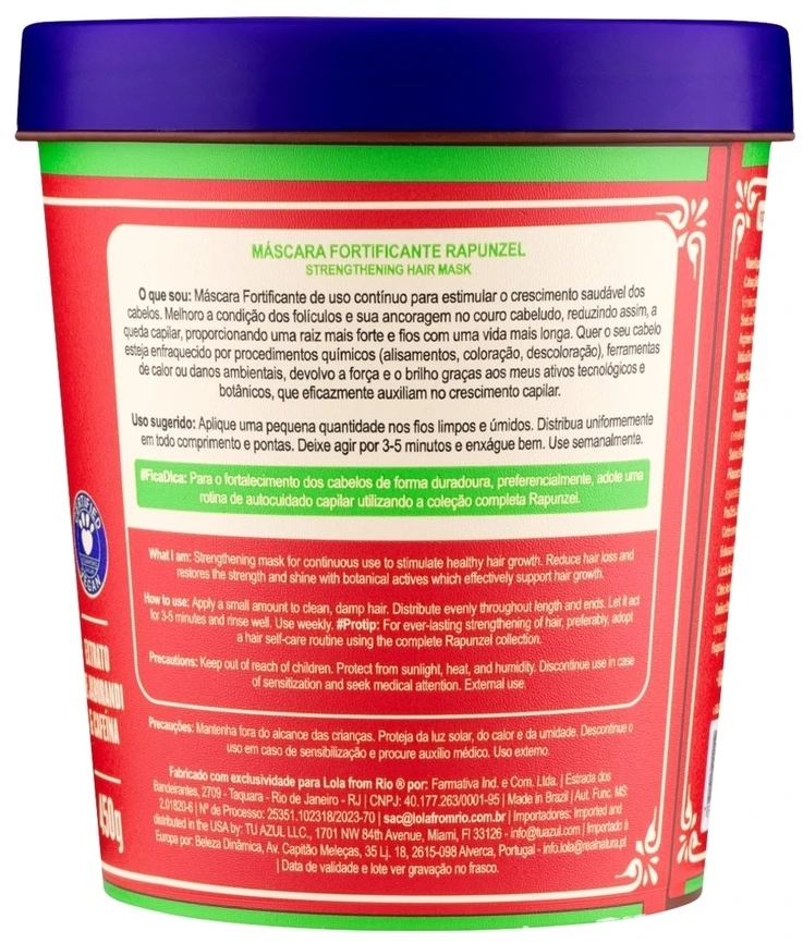 „Love Lola Cosmetics Rapunzel“ plaukų kaukė „Kreminis“, stiprinamoji, 450 g