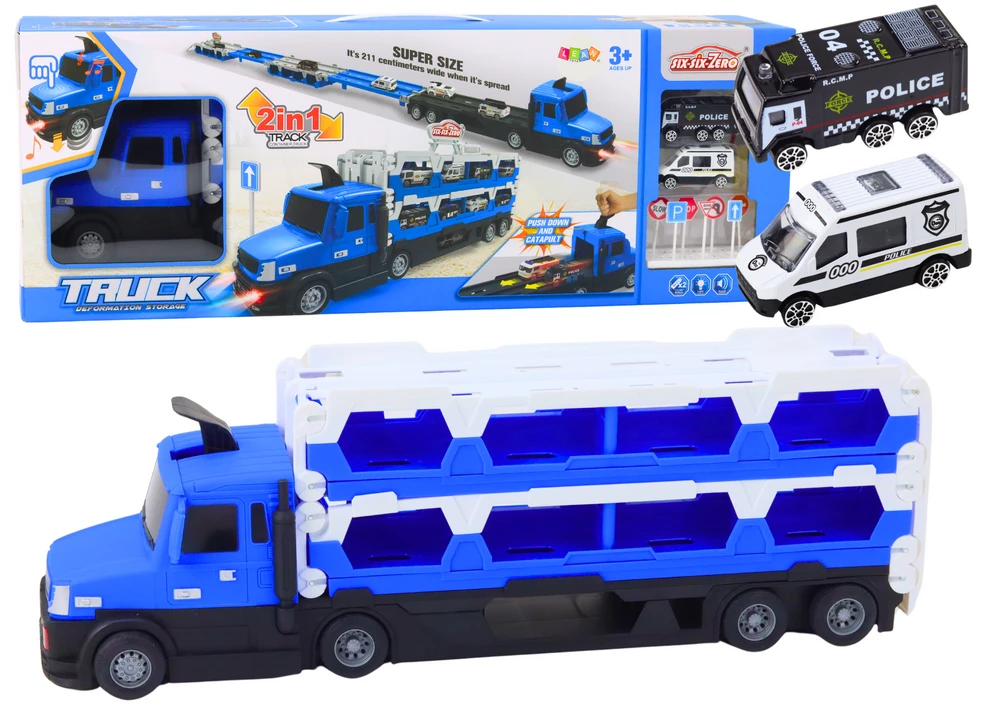 Lean Toys Lora 2in1 Vilkikas ir Lenktynių Trasa su Šviesomis ir Garsais