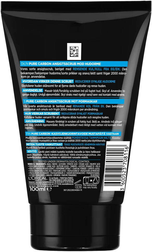 L'Oréal Paris Men Expert grynos anglies veido šveitiklis, 100 ml