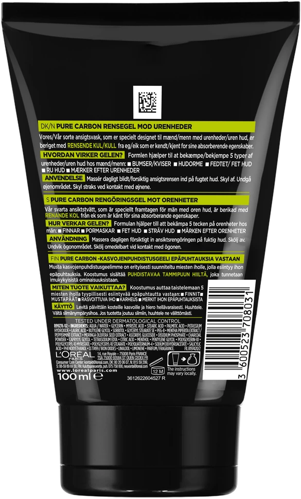 L'Oréal Paris Men Expert Pure Carbon Anti-Imperfection kasdienis veido prausiklis, 100 ml