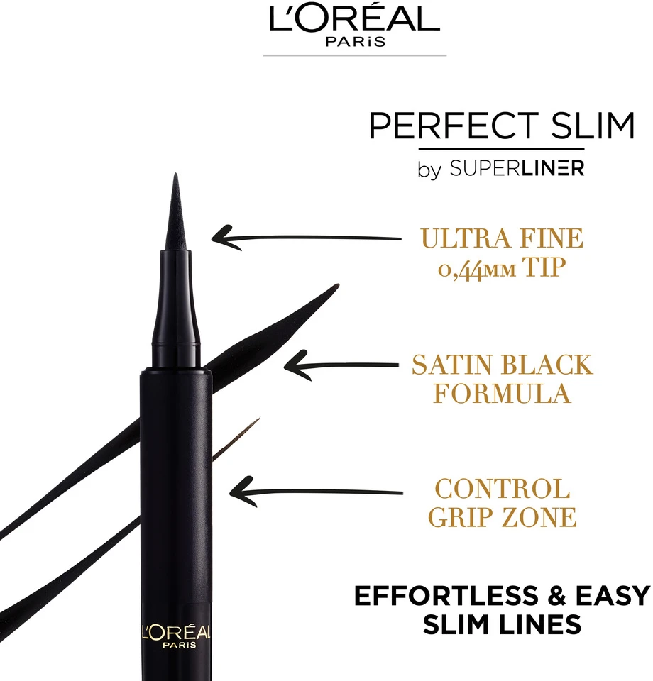 L'Oreal Paris SuperLiner Perfect Slim Atsparus vandeniui Gel Pieštukas Akių apvadas 01 Juodas, 2 ml
