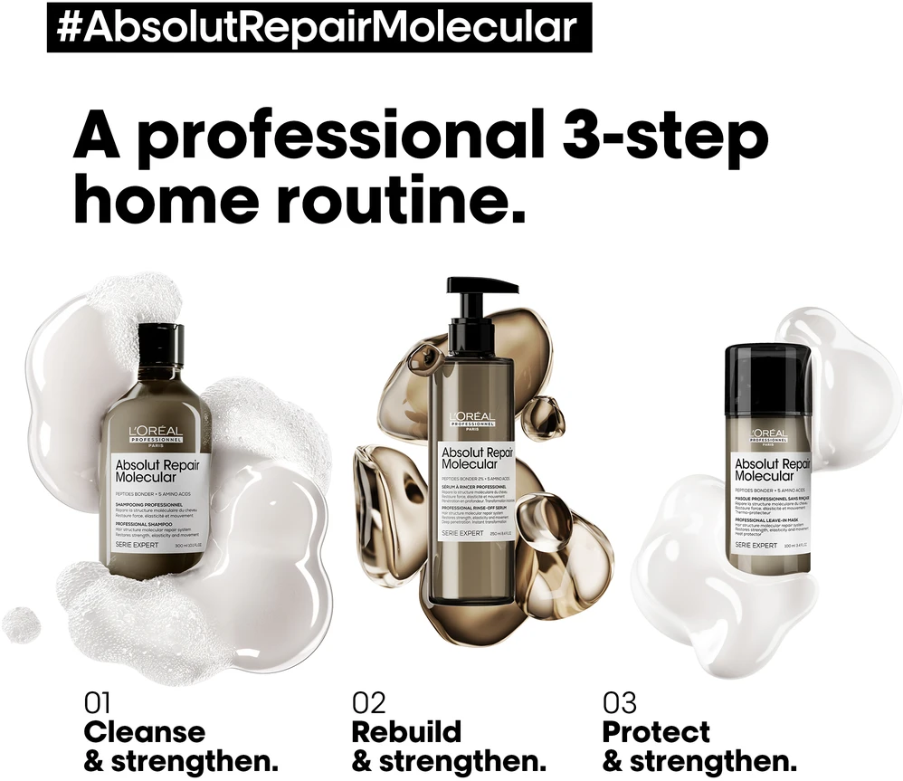 Nuplaunamas serumas labai pažeistiems plaukams L'oreal Professionnel Absolut Repair Molecular Rinse-Off Serum 250ml