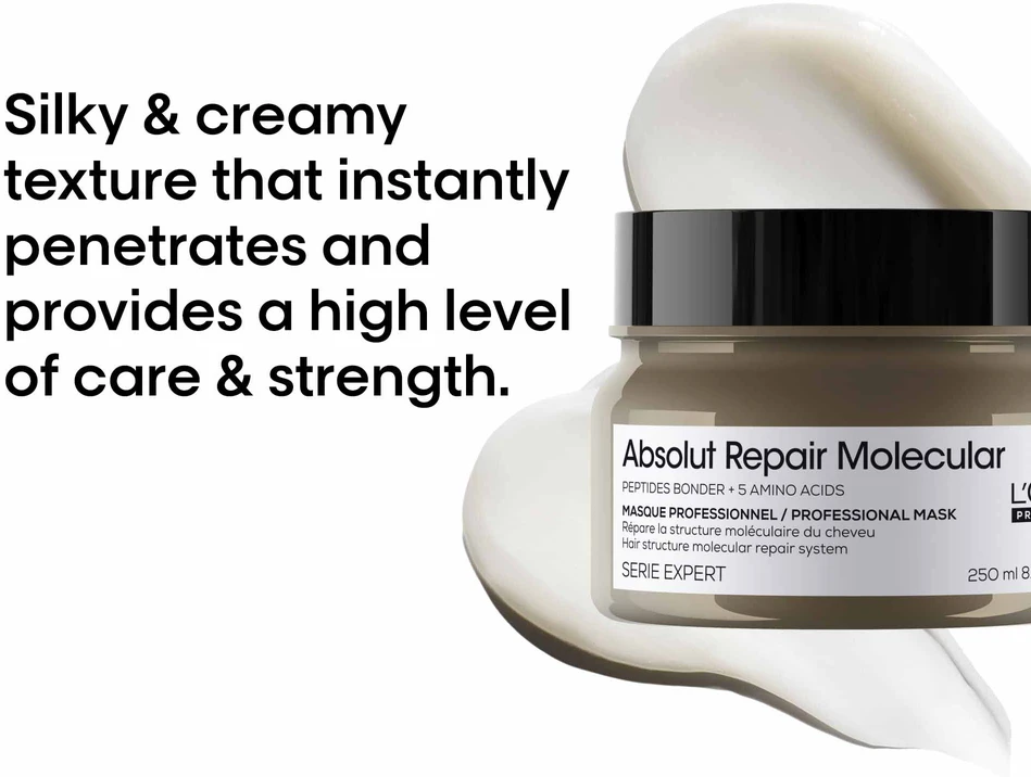 L'Oreal Professionnel Serie Expert Absolut Atstatomasis molekulinė plaukų kaukė Kremas atkuriamiesiems plaukams, 250 ml