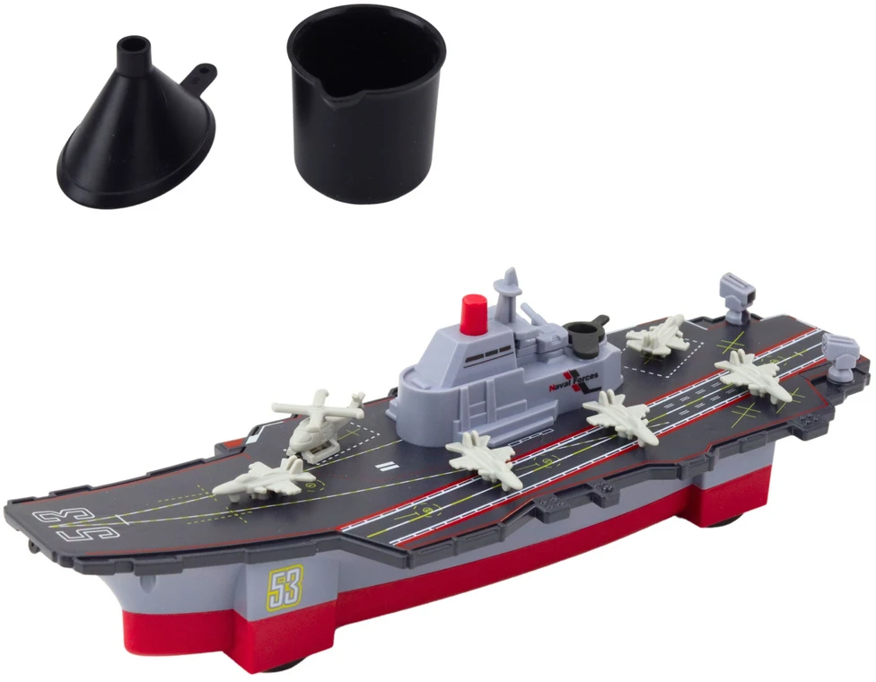 Lean Toys Žaislinis karo laivas su vandens pylimo funkcija, 29.5x9.5x8 cm