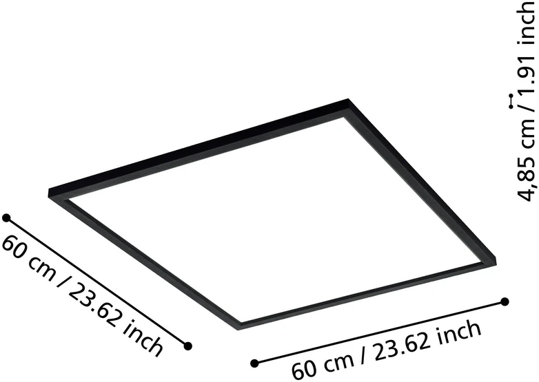 Lubinis šviestuvas „Eglo“ – „Salobrena-Z“ išmanioji LED panelė – juoda (59,5 x 59,5 cm) – „Zigbee“ ir „Bluetooth“