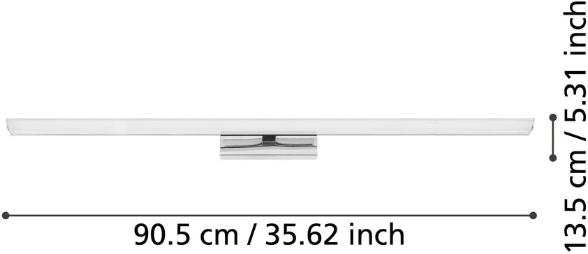 „Eglo Tabiano-Z“ išmanusis veidrodinis šviestuvas – chromuotas, 90,5 cm – RGB ir reguliuojamo baltumo