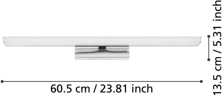 Sieninis šviestuvas „Eglo Tabiano-Z“ veidrodinis šviestuvas, chromuotas, L60.5, išmanusis RGB ir reguliuojamos baltos spalvos, „Zigbee“ ir „Bluetooth“