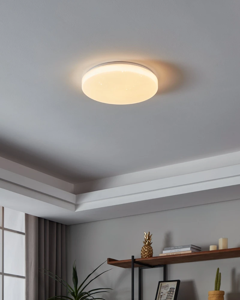 Lubinis šviestuvas Eglo - TOTARI-Z išmanioji lubinė lempa – balta Ø38 cm – krištolo efektas – Zigbee ir Bluetooth