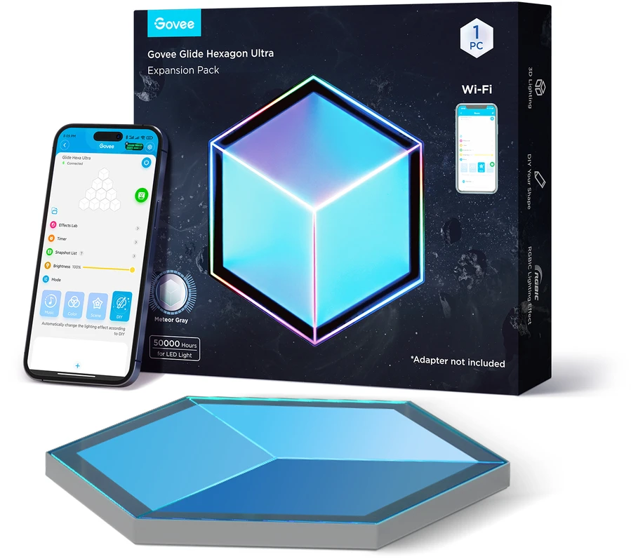 „Govee“ – „Glide Hexagon“ šviesos plokščių itin platus išplėtimo paketas – 1 plokštė, skirta H606AC81