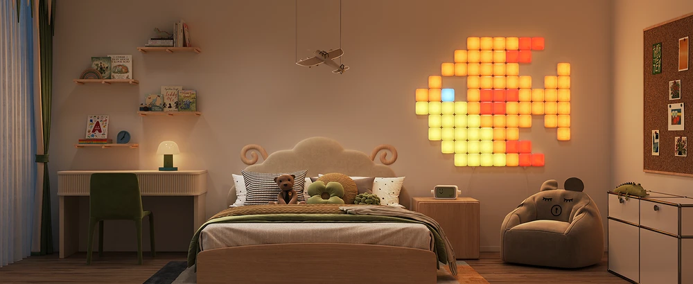 Lubinis šviestuvas Govee Mini Panel Lights (10 vnt.), RGBIC, Wi-Fi + Bluetooth LED panelės
