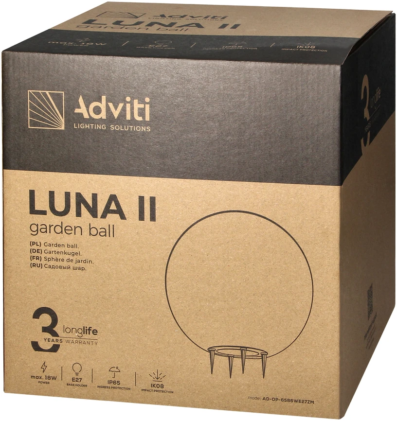 Sieninis šviestuvas Orno LUNA II sodo rutulinis šviestuvas, E27, maks. 18 W, IP65, baltas, Ω280