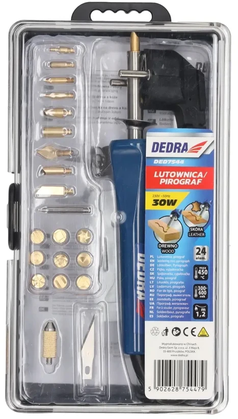 Dedra Lituoklis pirografas medienai ir odai 30W rinkinys 24 vnt