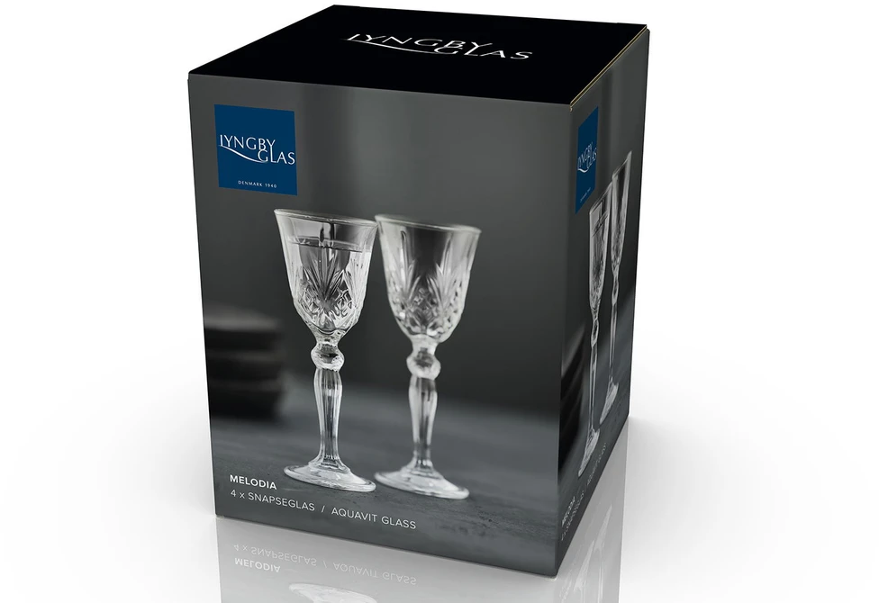 Lyngby Glas - krištolinės Melodia taurės - 5 cl - 4 vnt. rinkinys