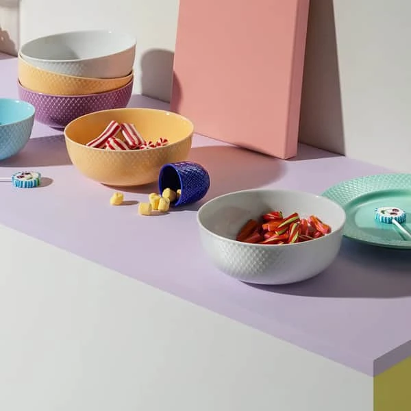 Lyngby Porcelæn - Rhombe Baltas Bowl - Ø15,5 cm