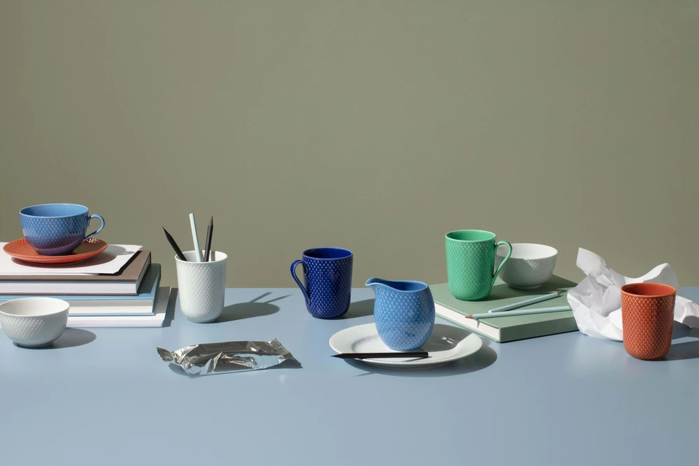 Lyngby Porcelæn - Rhombe spalvos pieno ąsotis - 39 cl - Mėlyna