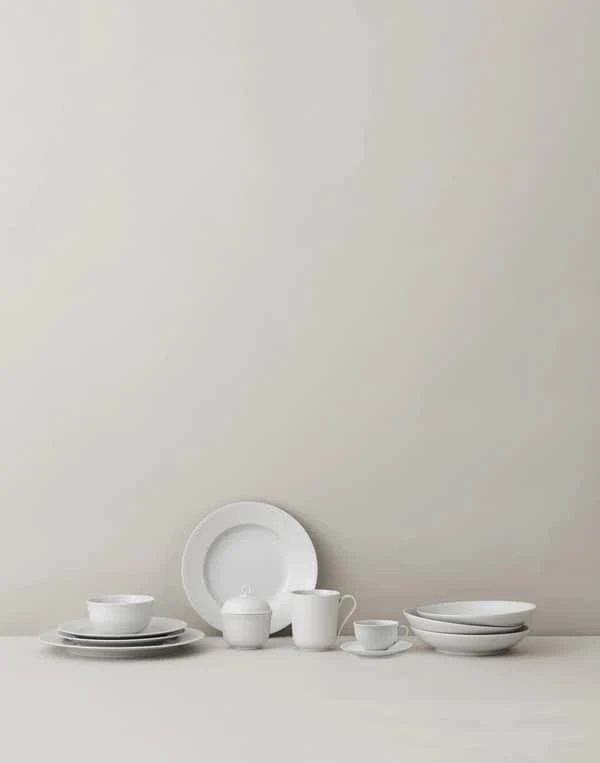 Lyngby Porcelæn - Rombo baltas puodelis su rankena - 33 cl - 2 rinkinys