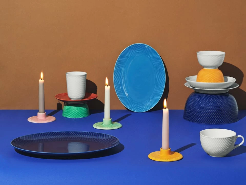 Lyngby Porcelæn – rombo spalvos ovalus serviravimo indas – 28,5x21,5 cm – mėlynas