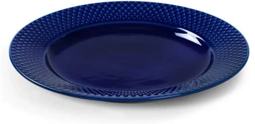 Lyngby Porcelæn - Rombo spalvos pietų lėkštė - Ø23 cm - tamsiai mėlyna