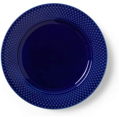 Lyngby Porcelæn - Rombo spalvos pietų lėkštė - Ø23 cm - tamsiai mėlyna