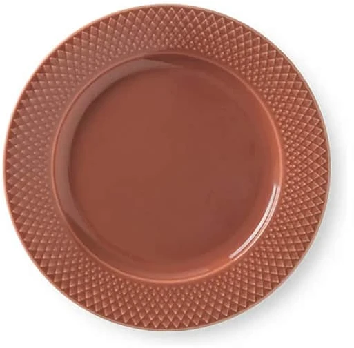 Lyngby Porcelæn – Rombo spalvos pietų lėkštė – Ø23 cm – Terakotinė